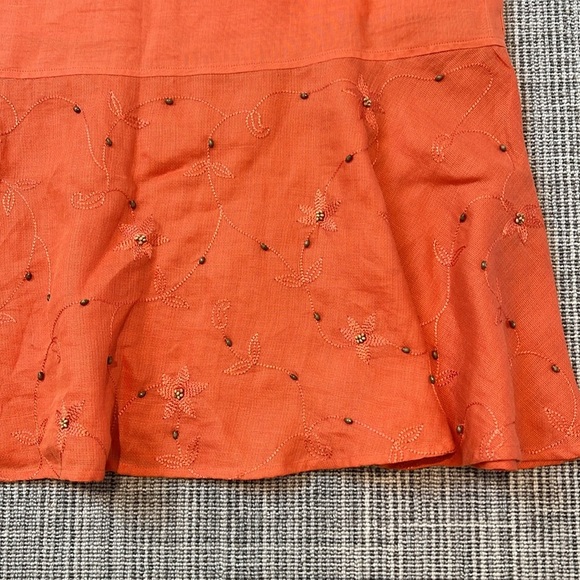 Amelia Austin Women's Orange Flutter Beaded Hem Midi Skirt Size 16 - Picture 2 of 7